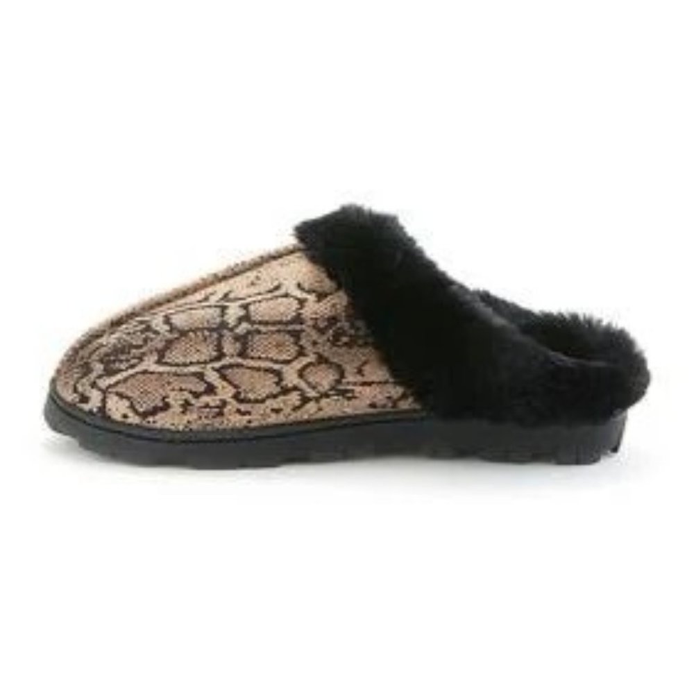 Jessica Simpson Snake Print Slippers with Faux Fur - Picture 2 of 5